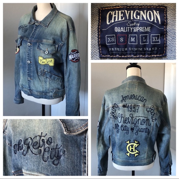 CHEVIGNON Emboidered And Patch Jean Jacket | S - Picture 1 of 14